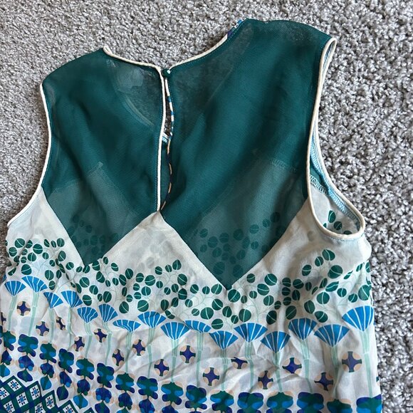 Anna Sui Womens Sz 8 Sleeveless Patterned Chiffon Top Geometric Design - Picture 6 of 10